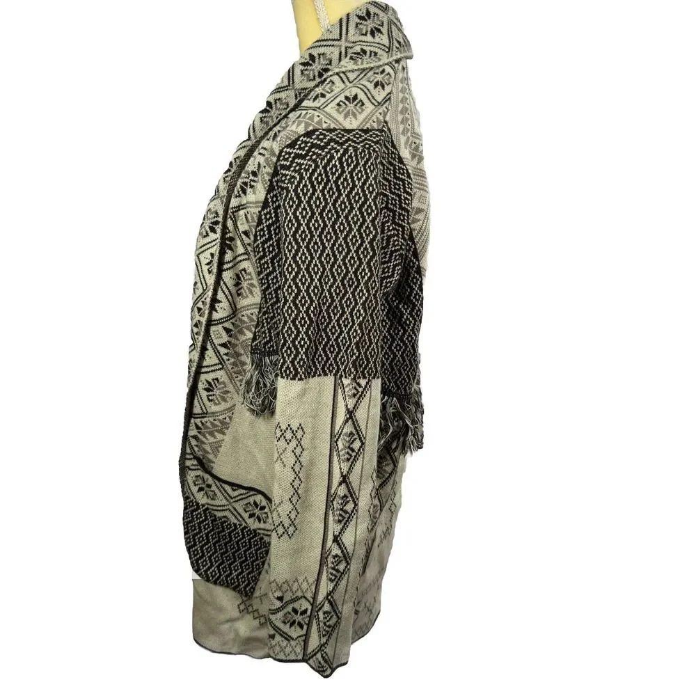 Uludag Triko Cardigan‎ Women's Size M Sweater Fringe Boho Southwestern Aztec